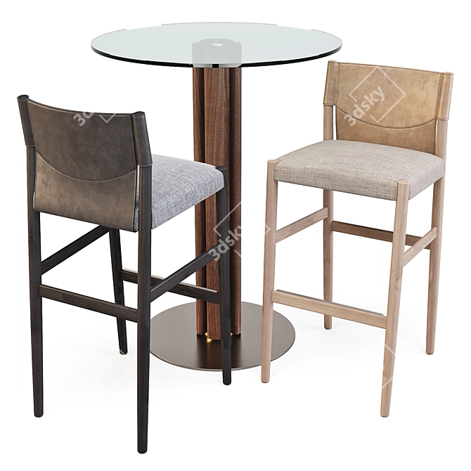 Eleganza: Porada Italian Bar Set with Quadrifoglio Bistrot Table and Sveva Stools 3D model image 1