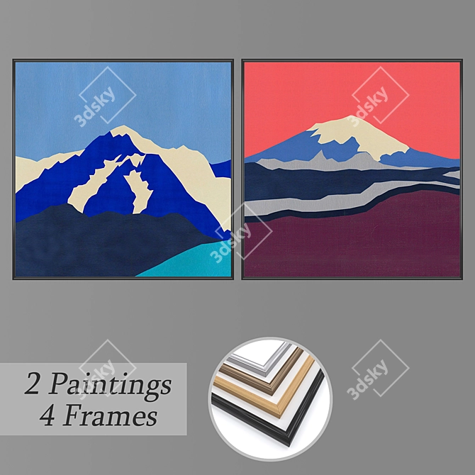Premium Wall Art Set with Frame Options 3D model image 1