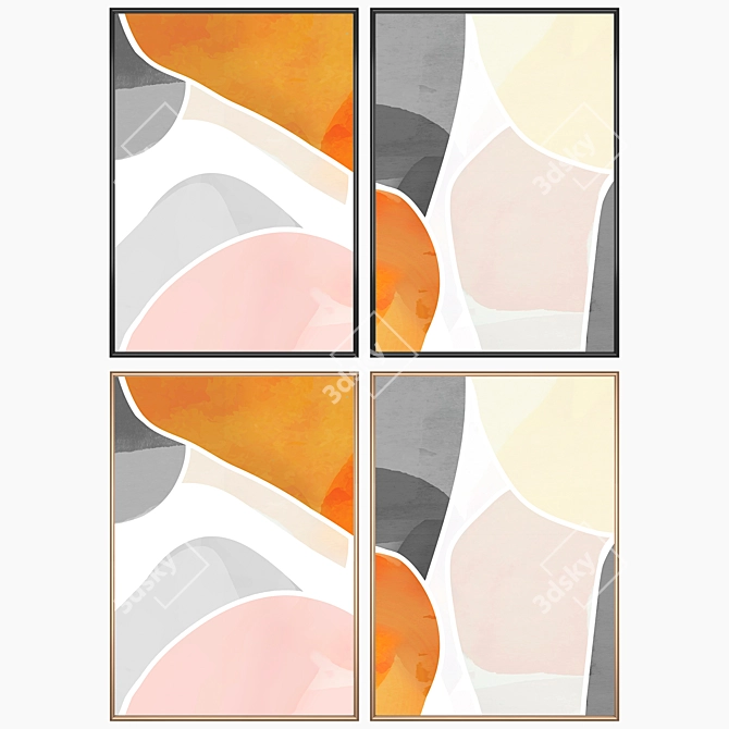 Abstract Wall Art Set with Multiple Frame Options 3D model image 2