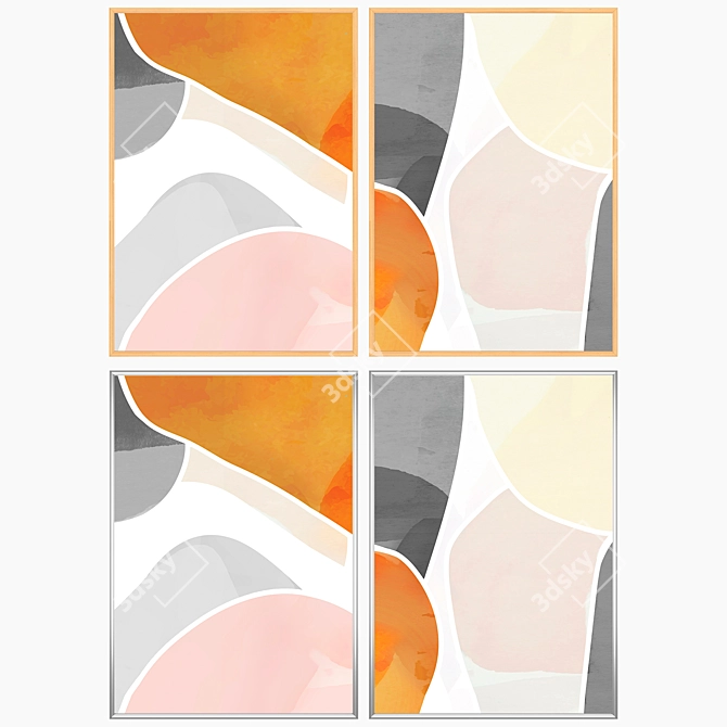 Abstract Wall Art Set with Multiple Frame Options 3D model image 3