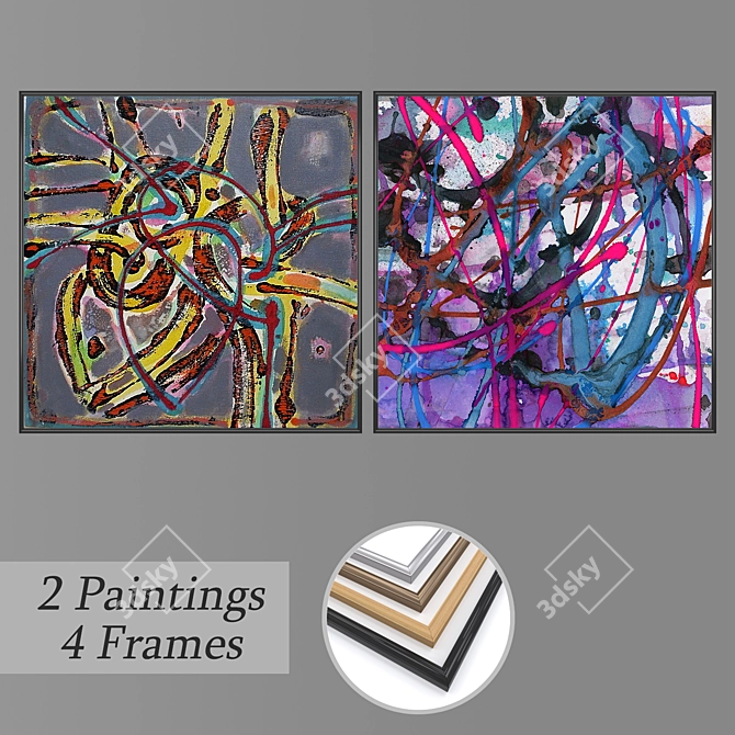 Versatile Wall Art Set with Frames 3D model image 1