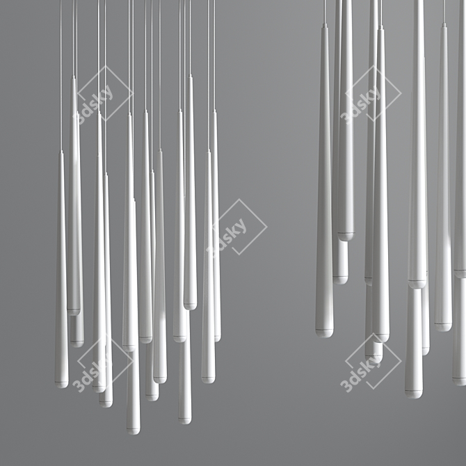 Elegant Frosted Glass LED Pendant 3D model image 2