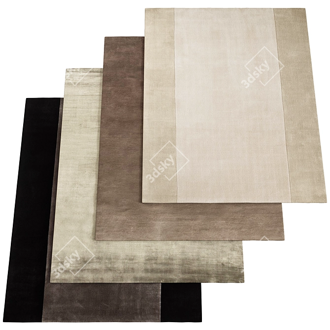 Luxurious Hand-Woven Austen Stripe Rug 3D model image 1