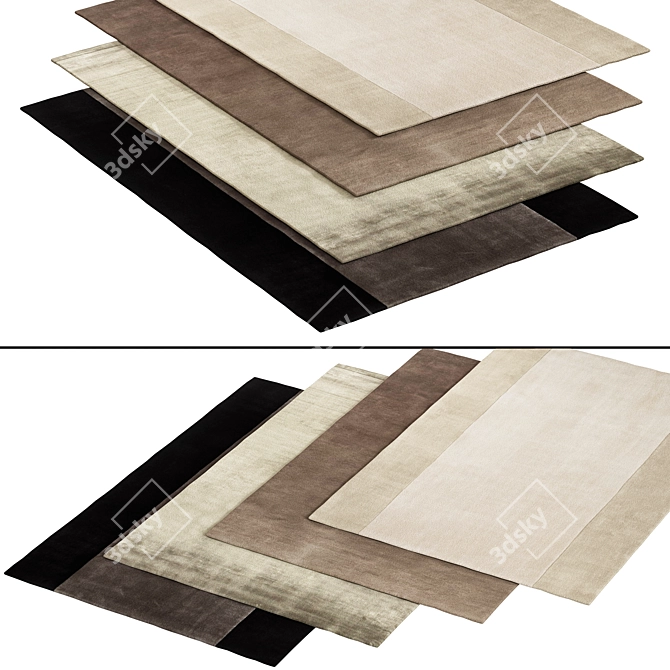 Luxurious Hand-Woven Austen Stripe Rug 3D model image 2