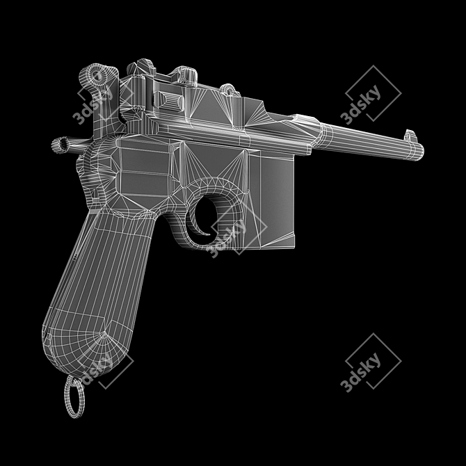 Vintage Mauser C96 Broomhandle 3D model image 3