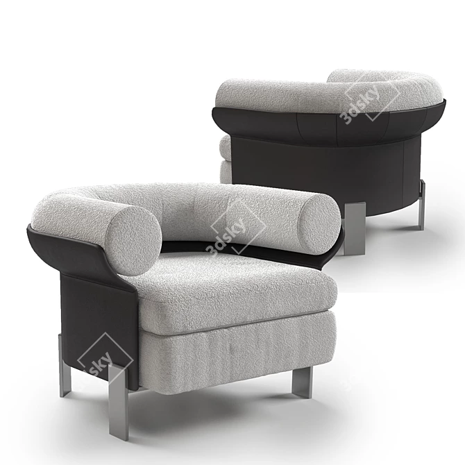 Mattia Swivel Armchair: Sophisticated Comfort for any Space 3D model image 2