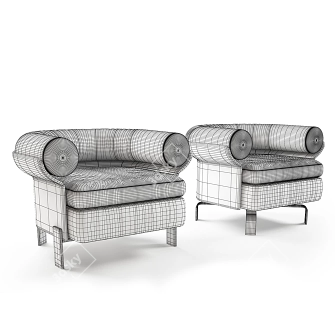 Mattia Swivel Armchair: Sophisticated Comfort for any Space 3D model image 4
