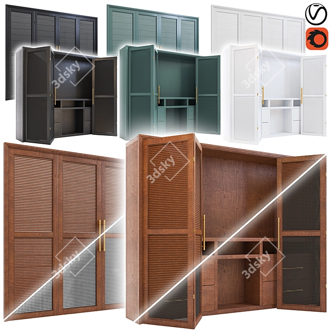 Versatile Wardrobe Set with Cover Options 3D model image 1