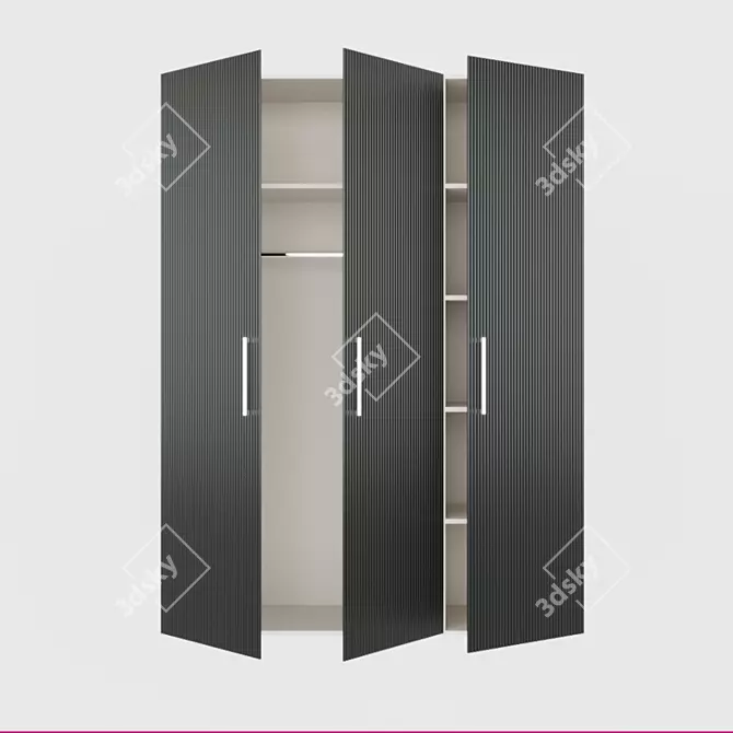 Corrugated Door Wardrobe 3D model image 1