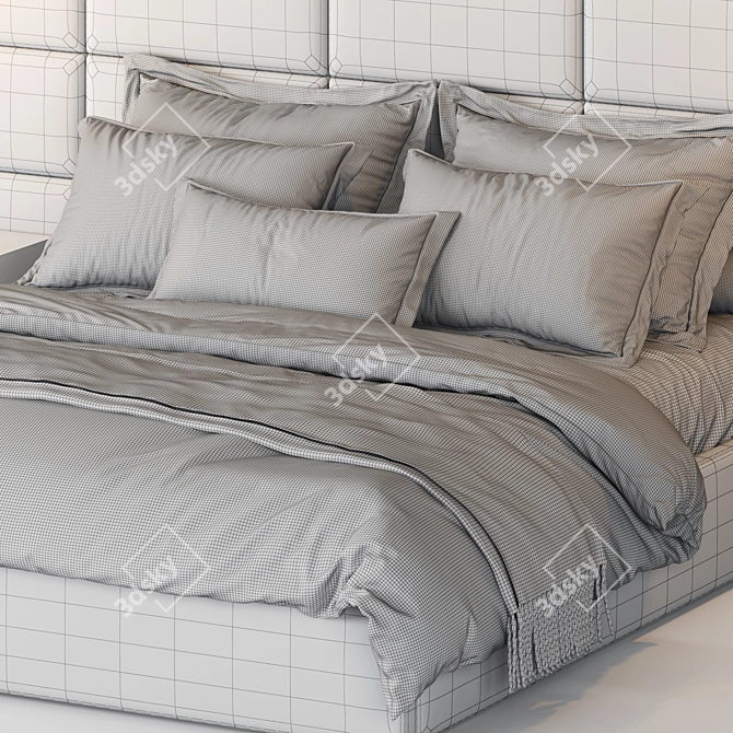 RH Modena Extended Panel Fabric Bed 3D model image 4