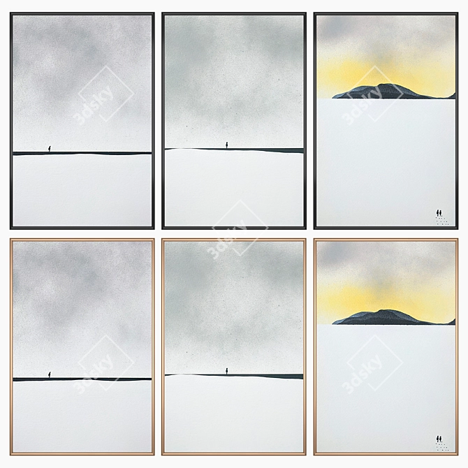 Artistry Assortment: 3 Paintings + 4 Frames 3D model image 2