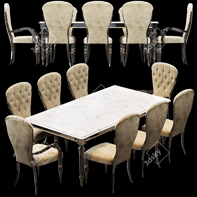 Elegant 7-Piece Dining Set 3D model image 1