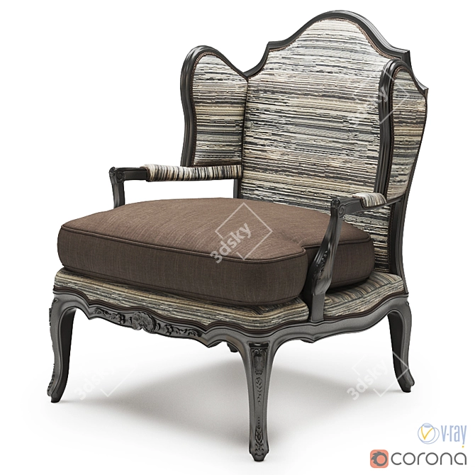 Bordeaux U Wing Chair: Luxurious Seating 3D model image 1