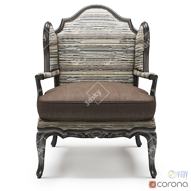 Bordeaux U Wing Chair: Luxurious Seating 3D model image 2