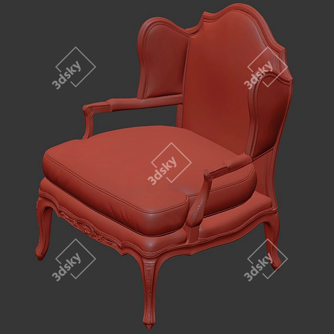 Bordeaux U Wing Chair: Luxurious Seating 3D model image 4