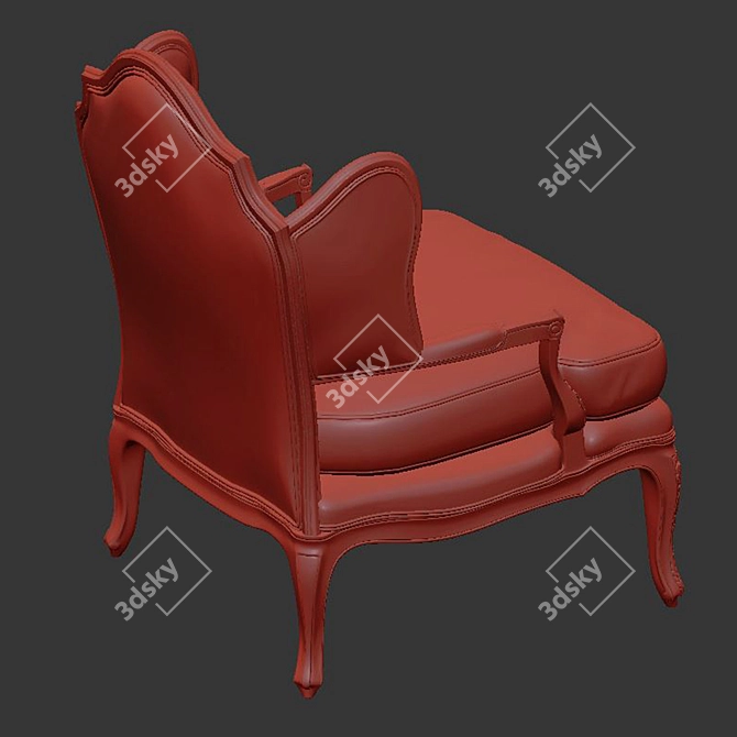 Bordeaux U Wing Chair: Luxurious Seating 3D model image 5