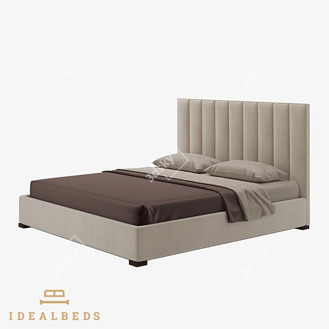 Modena Vertical Bed: Elegant Wood & Fabric Design 3D model image 1