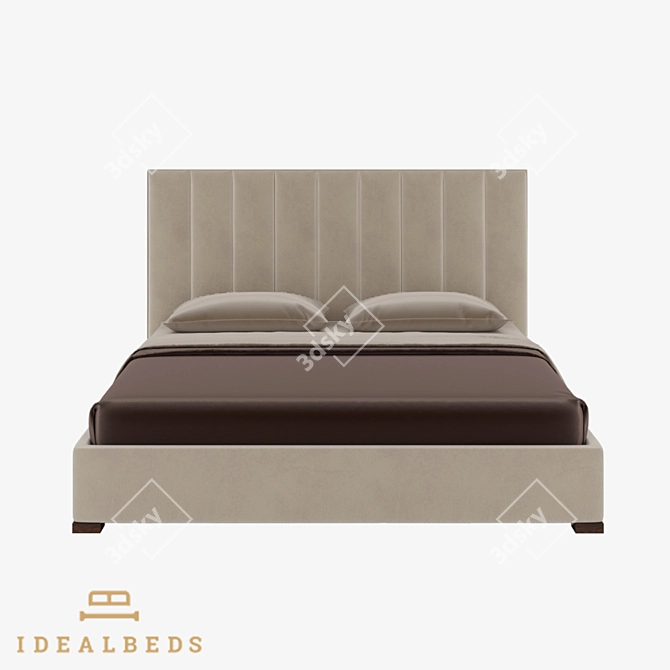 Modena Vertical Bed: Elegant Wood & Fabric Design 3D model image 2