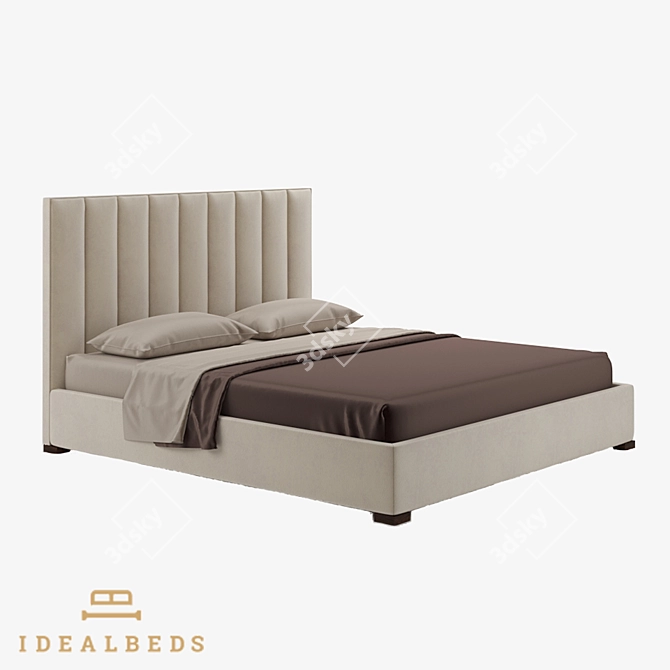 Modena Vertical Bed: Elegant Wood & Fabric Design 3D model image 3