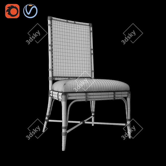 Tropical Rattan Upholstered Dining Chair 3D model image 5