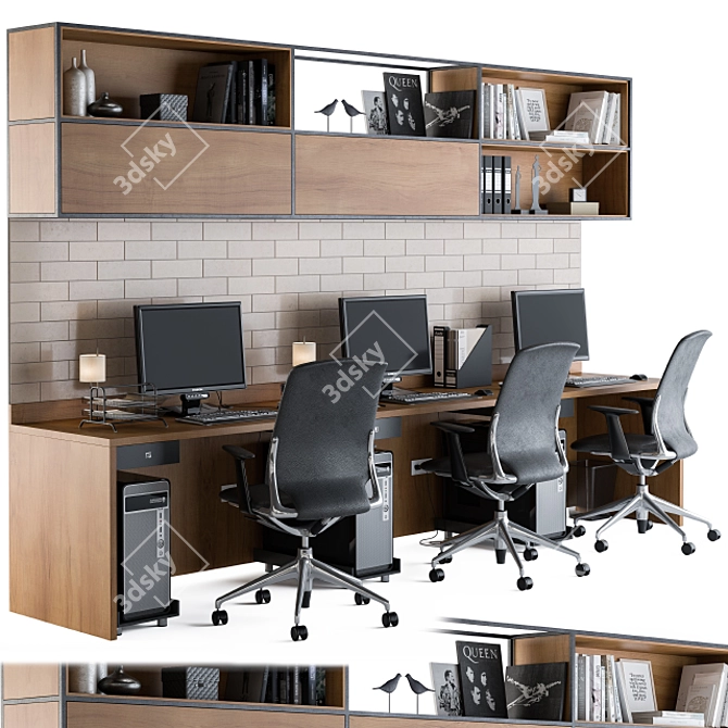 Modern Office Furniture Set 05 3D model image 1