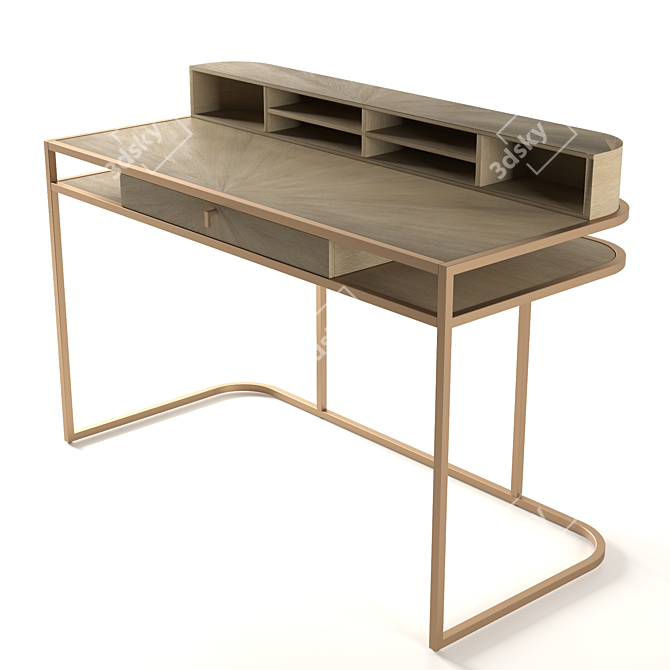 Highland Oak Desk 3D model image 7