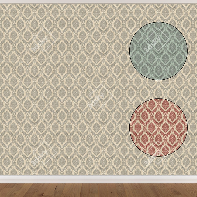 Seamless Wallpaper Set - 3 Colors 3D model image 1