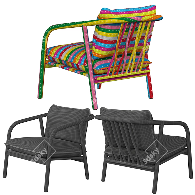 Scandi Curves Lounge Chair - Cozy and Stylish 3D model image 3