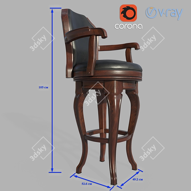 Contemporary Bar Chair 3D model image 2