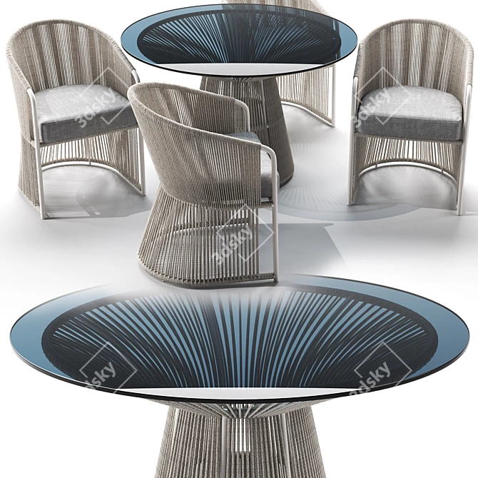 Modern Outdoor Dining Set: Tibidabo Table and Armchair 3D model image 4