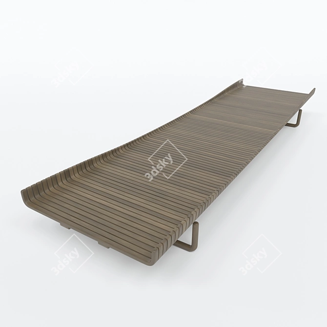  Rustic Ribbed Slat Coffee Table 3D model image 1