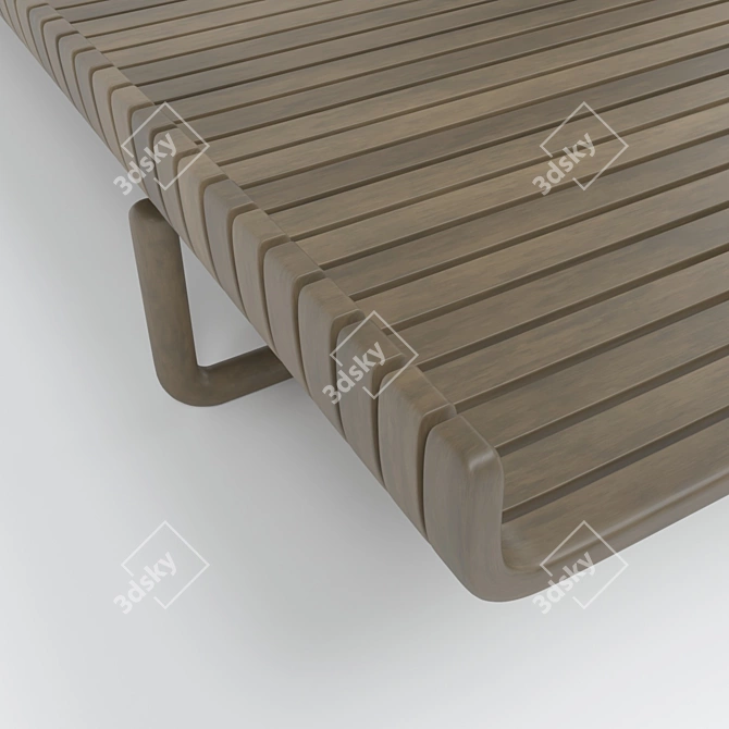  Rustic Ribbed Slat Coffee Table 3D model image 2