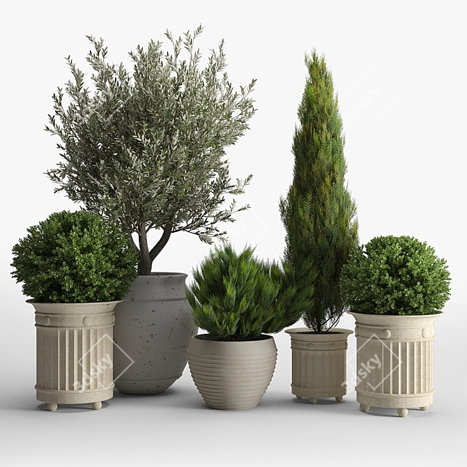 Rustic Prescott Planter Set 3D model image 1