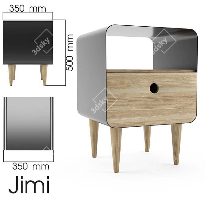 Jimi Wood Metal Cabinet - Stylish Storage Solution 3D model image 1