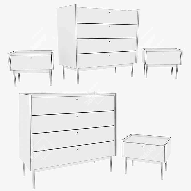 Modern Canelli Oak Chest of Drawers 3D model image 2