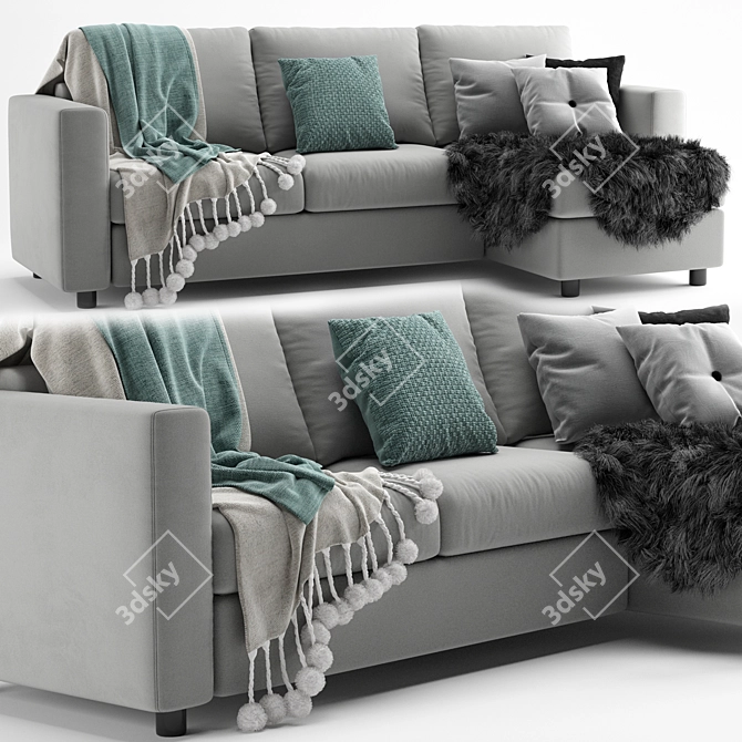 Modern Finned Sofa: Contemporary Design, Comfort & Style 3D model image 1