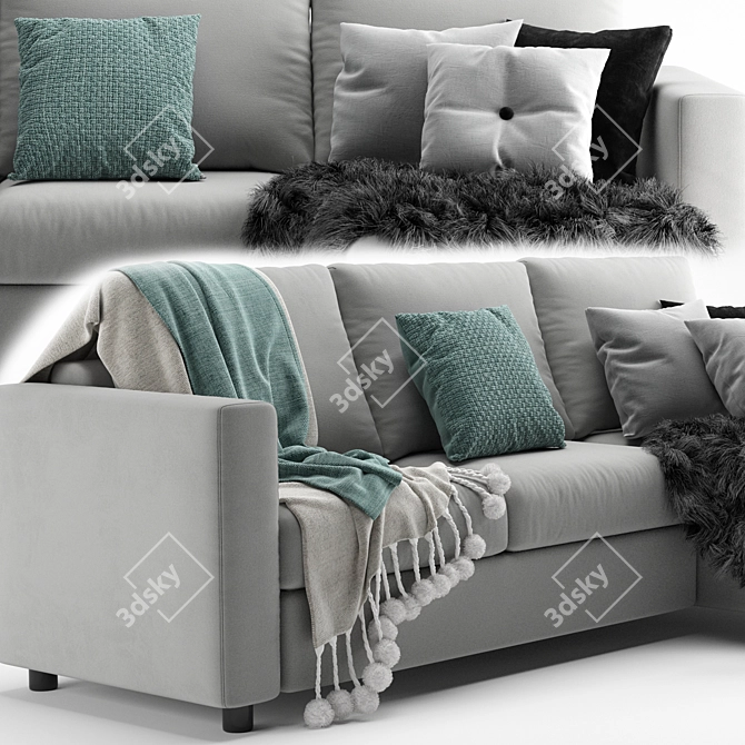 Modern Finned Sofa: Contemporary Design, Comfort & Style 3D model image 3