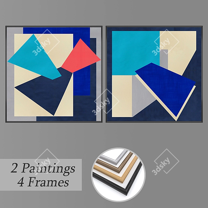 Modern Wall Art Set No. 1665 3D model image 1