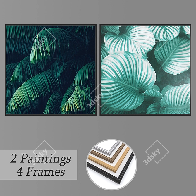 Modern Wall Art Set with Frames 3D model image 1