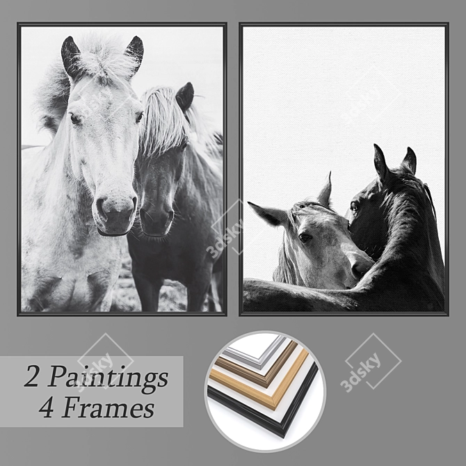 Modern Wall Art Set with Frame Options 3D model image 1