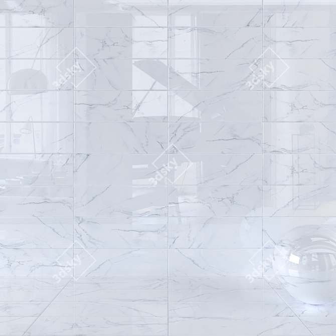 Museum Borghini Bianco: Elegant Marble Wall Tiles 3D model image 1