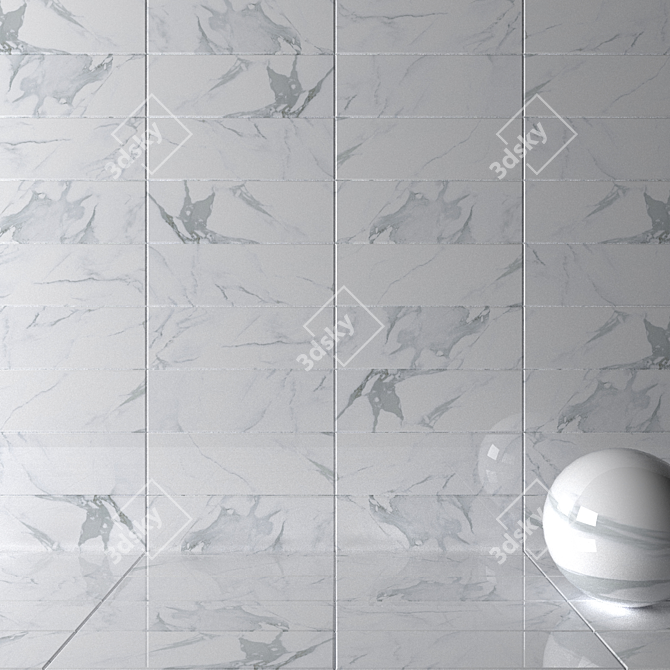 Luxury Marble Wall Tiles: Borghini Bianco Set 3D model image 2