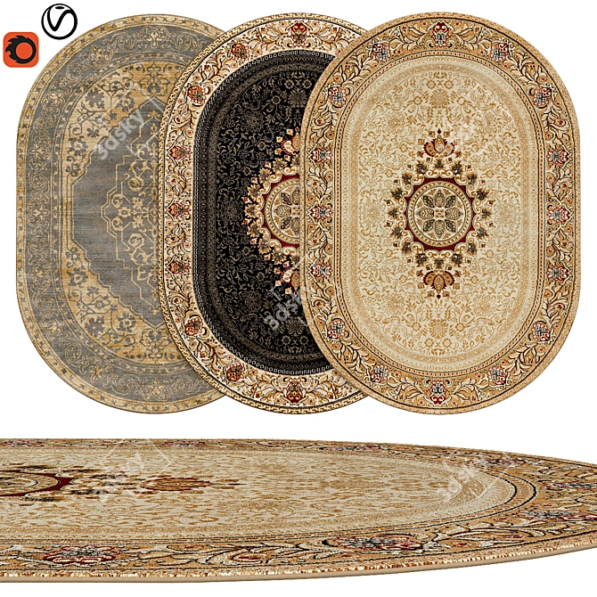 Quality Texture Oval Rugs 3D model image 1