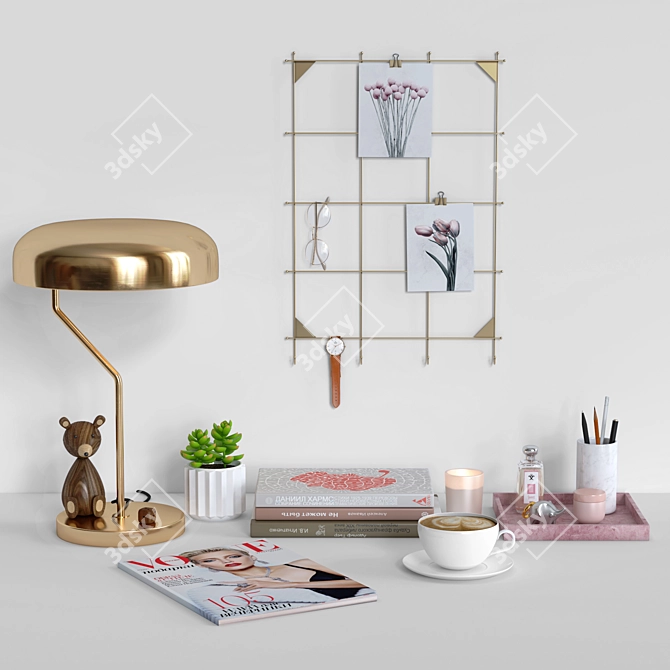 Desk Dream Set | Delicate Workspace Decor 3D model image 1