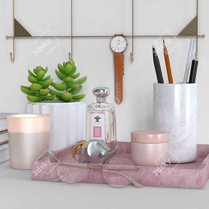 Desk Dream Set | Delicate Workspace Decor 3D model image 2