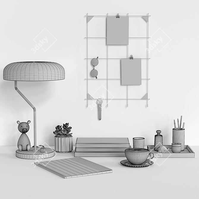 Desk Dream Set | Delicate Workspace Decor 3D model image 3