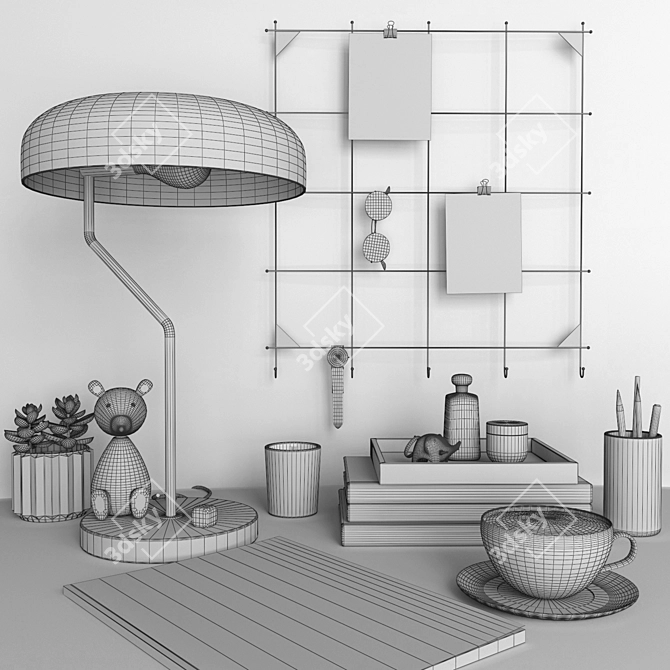 Desk Dream Set | Delicate Workspace Decor 3D model image 9