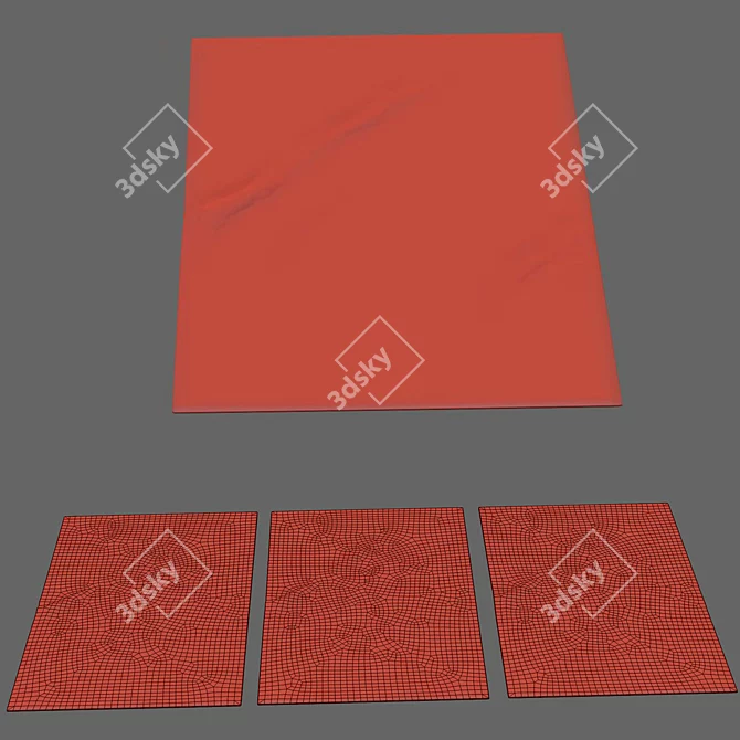 Modern Low Poly Hand-knotted Wool Rug 3D model image 4