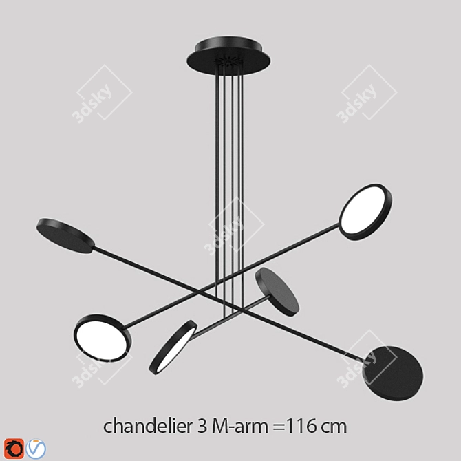 Mobi 3-pendant Lighting Ensemble 3D model image 1