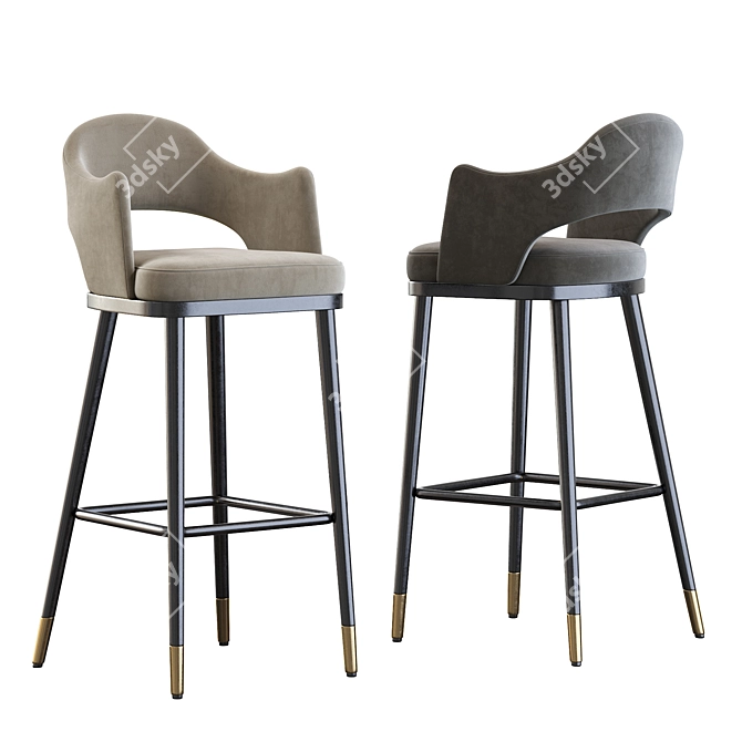  Rustic Adjustable Barstool 3D model image 1